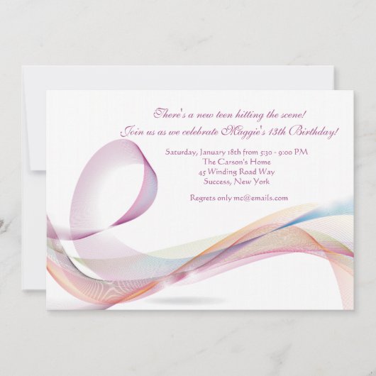 Ribbons Birthday Party Invitation Kaart (Voorkant)