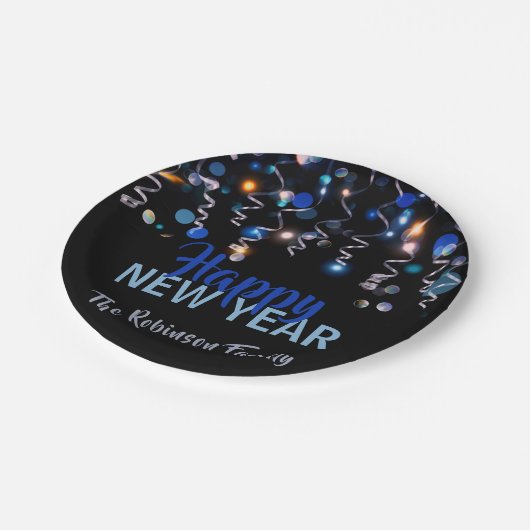 Ribbons Bokeh Licht Nieuwjaar feestdag Papieren Bordje (Gekanteld)
