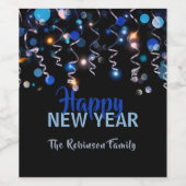 Ribbons Bokeh Licht Nieuwjaar feestdag Wijn Etiket (Enkel label)