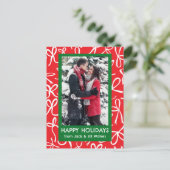 Ribbons Bows Christmas CUSTOM FOTO Feestdagenkaart (Staand voorkant)