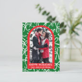 Ribbons Bows Christmas CUSTOM PHOTO Arch Feestdagenkaart (Staand voorkant)