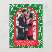 Ribbons Bows Christmas CUSTOM PHOTO Arch Feestdagenkaart (Voorkant)