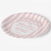 Ribbons Bows Ten Little Toes Bow Girl Baby Shower Papieren Bordje (Gekanteld)