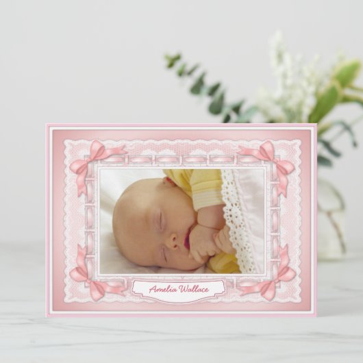 Ribbons en kant Sjabloon - Roze (Staand voorkant)