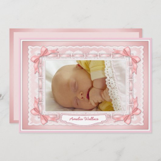 Ribbons en kant Sjabloon - Roze (Voorkant / Achterkant)