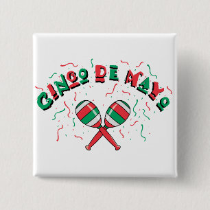 Ribbons en Maracas - Vierkante Button 5,1 Cm