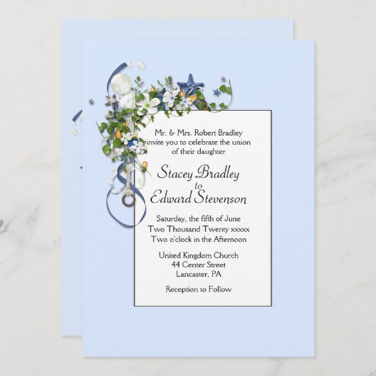 Ribbons en Starfish Bubbles Blue Kaart (Voorkant / Achterkant)