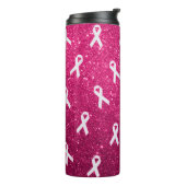 Ribbons met Roze Glitter Achtergrond Thermosbeker (Gedraaid links)