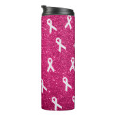 Ribbons met Roze Glitter Achtergrond Thermosbeker (Geroteerd rechts)