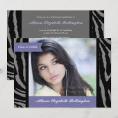 Ribbons Zebra Print Afstuderen: Paars Kaart (Voorkant / Achterkant)