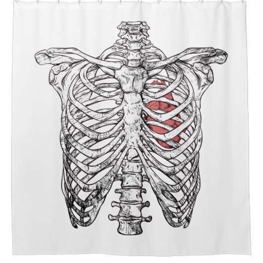  ribcage en hartanatomie Halloween Douchegordijn (Voorkant)