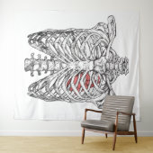 ribcage en hartanatomie Halloween Wandkleed (In Situ (horizontaal))