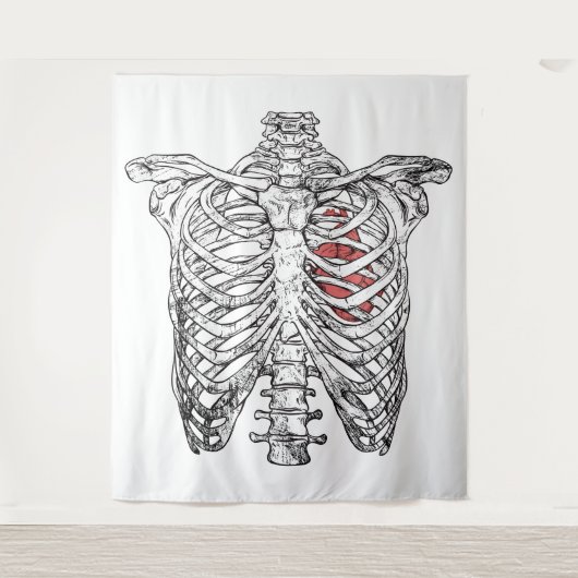 ribcage en hartanatomie Halloween Wandkleed (Voorkant)
