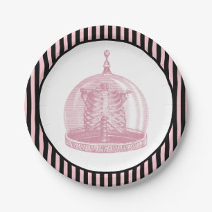 Ribcage in een Cloche   Halloween apotheek Papieren Bordje