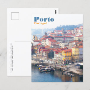 Ribeira en de Douro. Porto, Portugal. Briefkaart