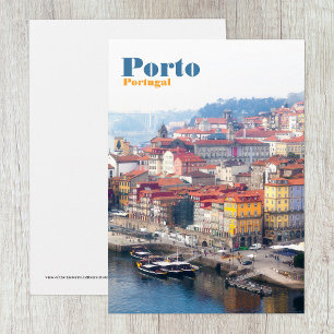 Ribeira en Douro rivier. Porto, Portugal. Bedankkaart