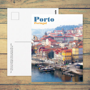 Ribeira en Douro rivier. Porto, Portugal. Briefkaart