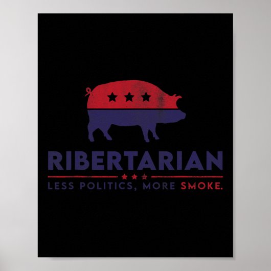 Ribertarian Grappige Pitmaster Bbq Vleesroker Mind Poster (Voorkant)