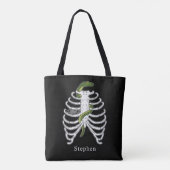 Ribkooi met slang en spinnenweb Halloween zwart Tote Bag (Achterkant)