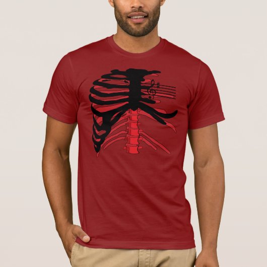 Ribkooi (rood/zwart) t-shirt (Voorkant)
