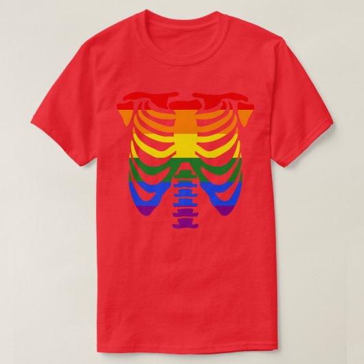 Ribkooiskelet, homoseual gay pride, Halloween T-shirt (Design voorkant)