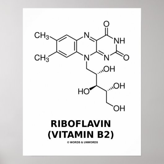 Riboflavin (Vitamin B2) Chemical Molecule Poster (Voorkant)