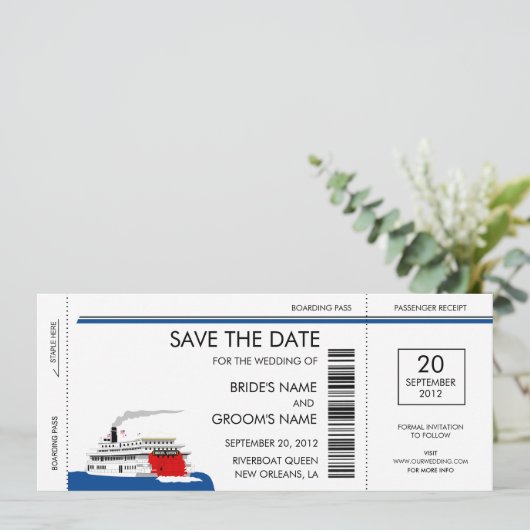 Ribreedat Wedding Save the Date Cards (Staand voorkant)