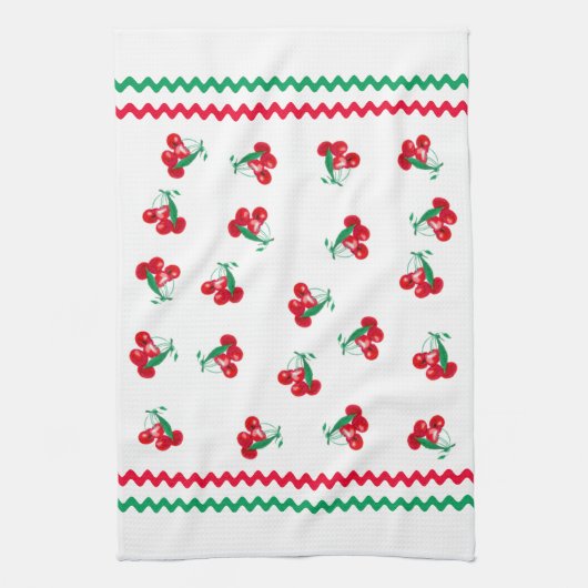 Ric Rac en Cherries Kitchen Towel Theedoek (Verticaal)