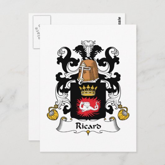 Ricard Family Crest Briefkaart (Voorkant / Achterkant)
