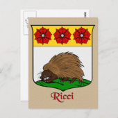 Ricci Family Heraldic Shield Briefkaart (Voorkant / Achterkant)
