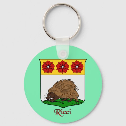 Ricci Italiaanse achternaam Historisch Schild Sleutelhanger (Voorkant)