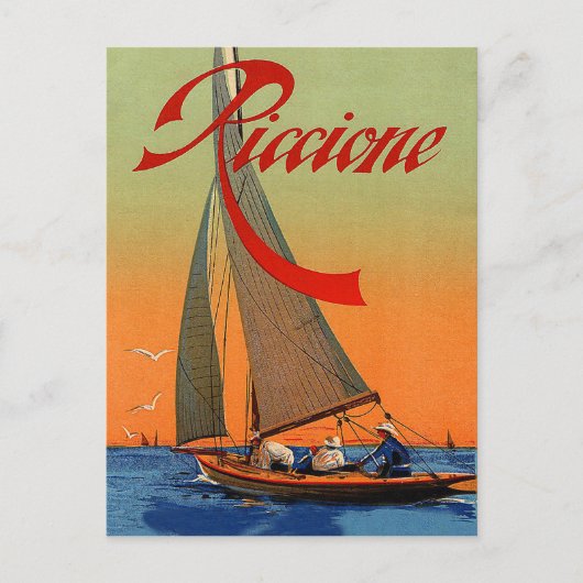 Riccione, Rimini, Italië, zeilboot, Briefkaart (Voorkant)