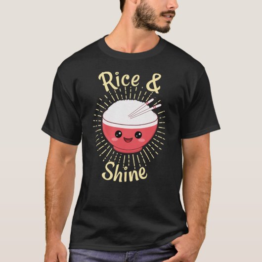 Rice and Shine Schattige Kawaii Ramen Rijstbowl Pu T-shirt (Voorkant)