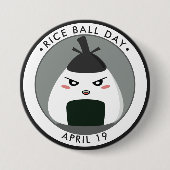 Rice Ball Day, kawaii Onigiri Ronde Button 7,6 Cm (Voorkant)