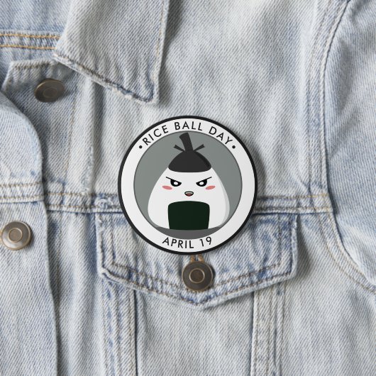 Rice Ball Day, kawaii Onigiri Ronde Button 7,6 Cm (In situ)
