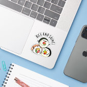 Rice en Shine Grappige Sushi Roll Pun Sticker (Laptop met iPhone)