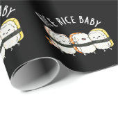 Rice Rice Baby Funny Sushi Food Pun Dark BG Cadeaupapier (Rol Hoek)