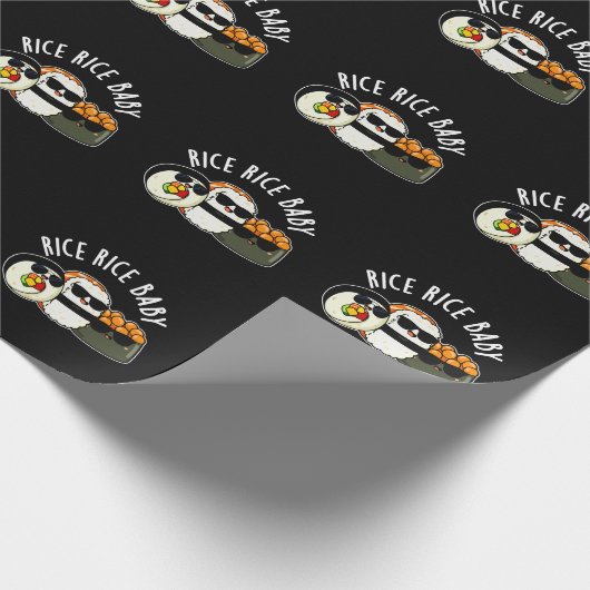 Rice Rice Baby Funny Sushi Roll Pun Dark BG Cadeaupapier (Hoek)
