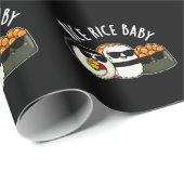 Rice Rice Baby Funny Sushi Roll Pun Dark BG Cadeaupapier (Rol Hoek)