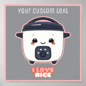 Ricecooker schattig ik hou van rijstfornuis poster (Voorkant)