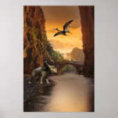 riceratops, velociraptor en pterodactyl poster (Voorkant)