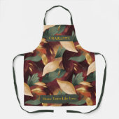 Rich Autumn Leaves Schort met aangepaste naam (Voorkant)