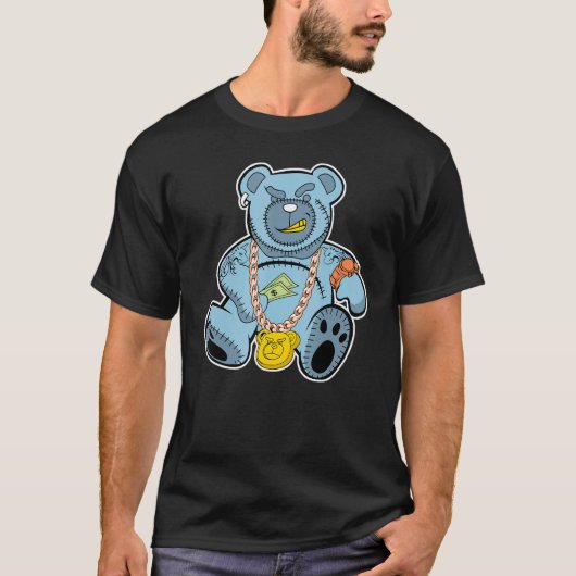 Rich Bear Hiphop Low Blue Stitch 1s Matching T-shirt (Voorkant)