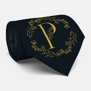 Rich Black Color Monogrammed Groomsmen Stropdas