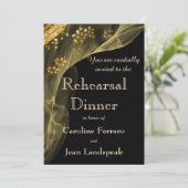Rich Black & Gold Dinner Rehearings Uitnodiging (Staand voorkant)