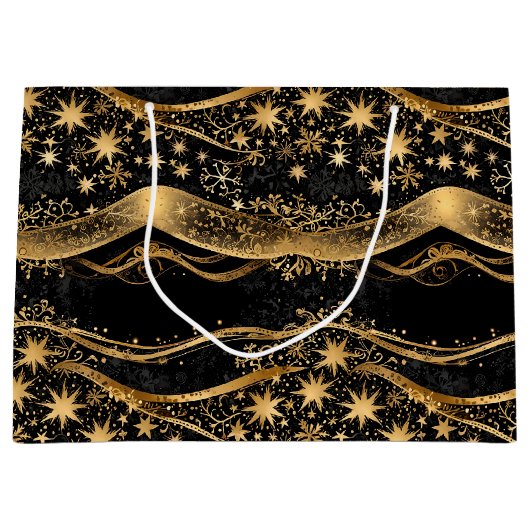 Rich Black & Gold Holiday Groot Cadeauzakje (Voorkant)