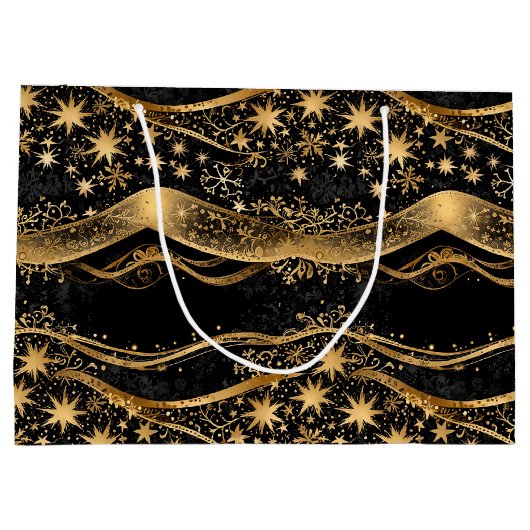 Rich Black & Gold Holiday Groot Cadeauzakje (Achterkant)
