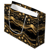 Rich Black & Gold Holiday Groot Cadeauzakje (Voorkant Gekanteld)