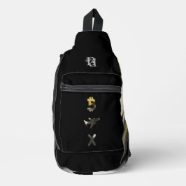 RICH Black Sling Bag Trend Abstracte Art Gold