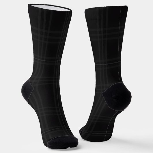 Rich Black Tones Scottish Tartan Plaid Pattern Sokken (Gebogen)